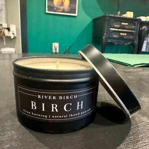 River Birch Black Tin Candles