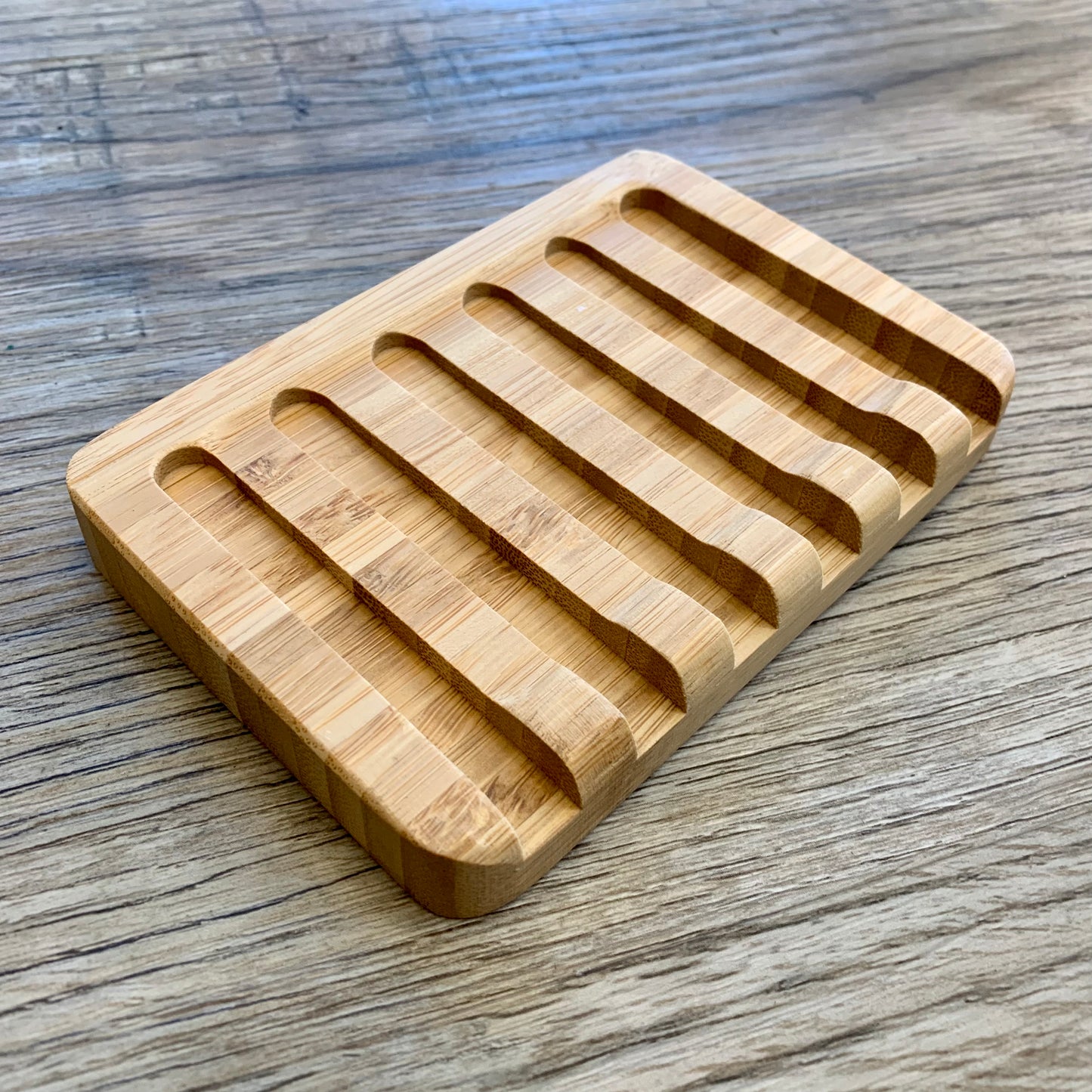 Waterfall Self-Draining Bamboo Soap Dish